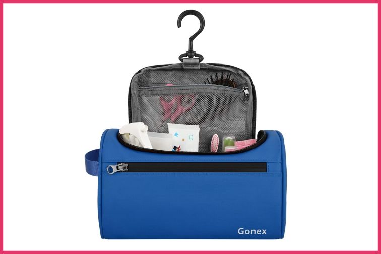 hanging toiletry bag with removable pouch