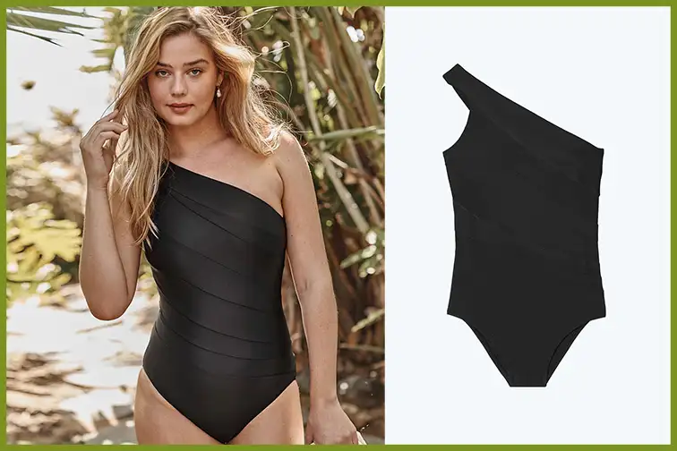 No Boundaries Plus Women's Printed Shirred Swimsuit 1-Piece 
